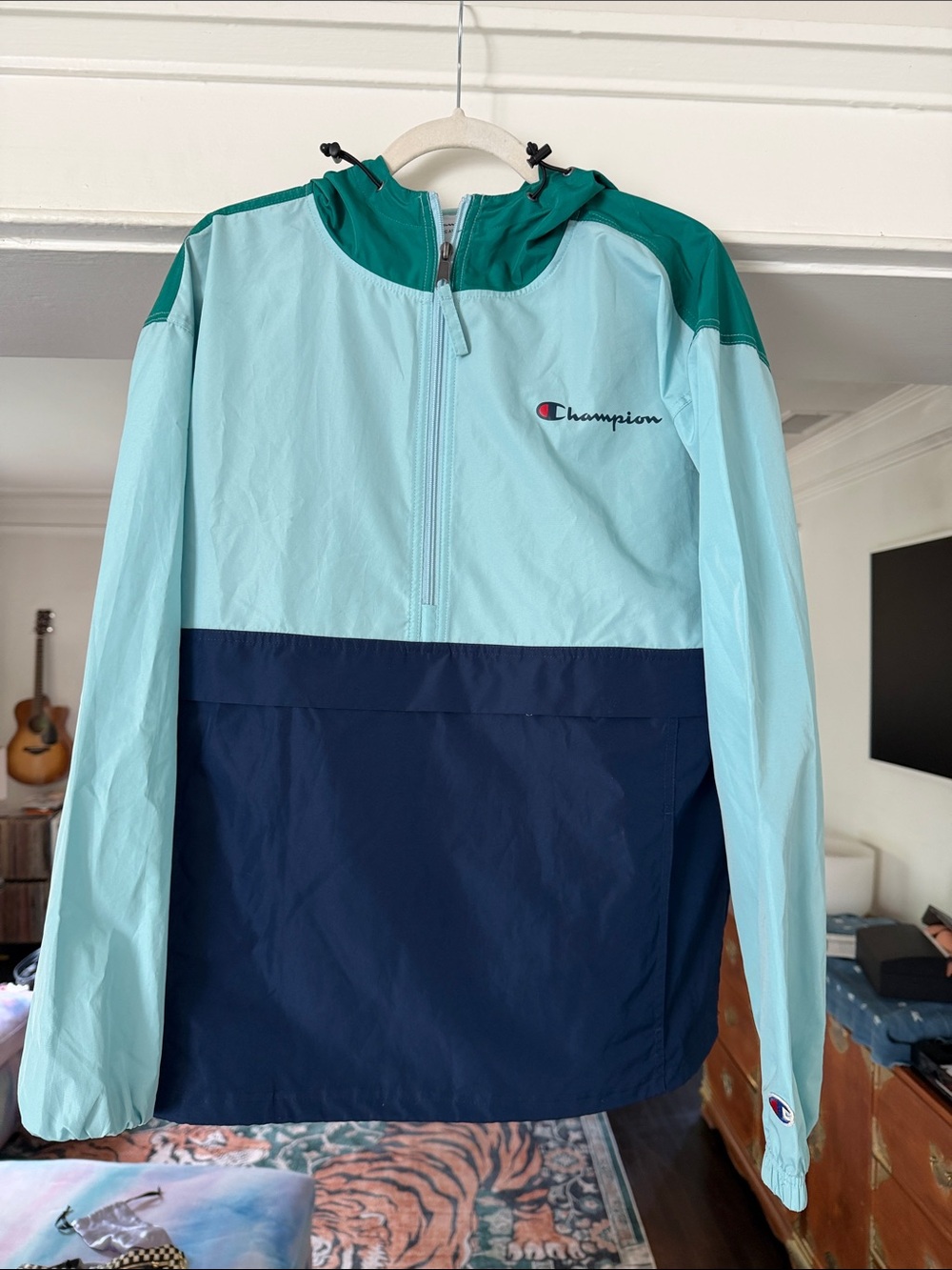 Champion Colorblock Rain Pullover - Aqua, Teal & Navy